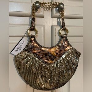 Whiting & Davis: Golden Sequin Bag